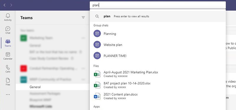 Searching for documents and references easier in Microsoft Teams